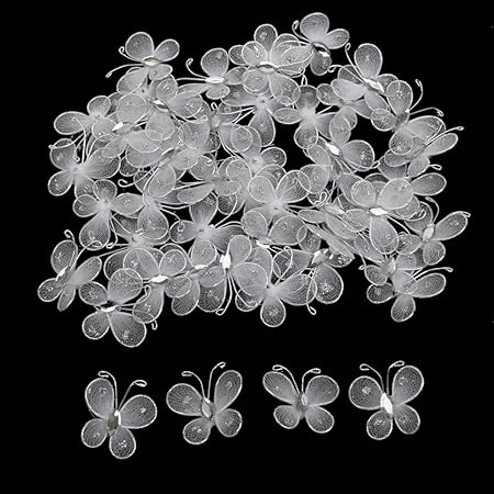 Home Garden 50pcs Mesh Stocking Diamante Butterfly Wedding Diy
