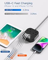 Addtam Extension Lead 2 AC Outlets 4 USB Ports 4.5A 1.6m Braided Cord view 3