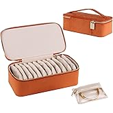 HofferRuffer Jewelry Box Organizer for Women Girls, Travel Jewelry Case with 12 Portable Zipper Bags, Jewelry Storage Ideal for Travel & Home Organization (12pcs-Brown Velvet)