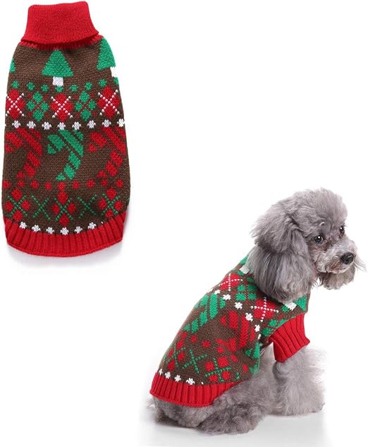 Dog Stripe Sweater with Hood Christmas Jumper Small Medium