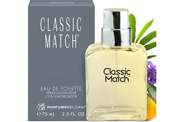 PB ParfumsBelcam Classic Match CM Eau De Toilette Spray, Fresh and Elegant Fragrance for Men, Woody and Floral Notes, Long-La