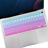 Allinside Soft Silicone Keyboard Cover for MacBook Air 13.3 inch (A2337 M1 A2179, 2021 2020) with Touch ID, Quiet Typing Keyboard Protector Skin, US Version, Ombre Blue Pink