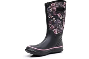 WTW Mid Calf Rain Boots for Women - Waterproof Insulated Neoprene Mud Boots Outdoor Hunting Garden Boots