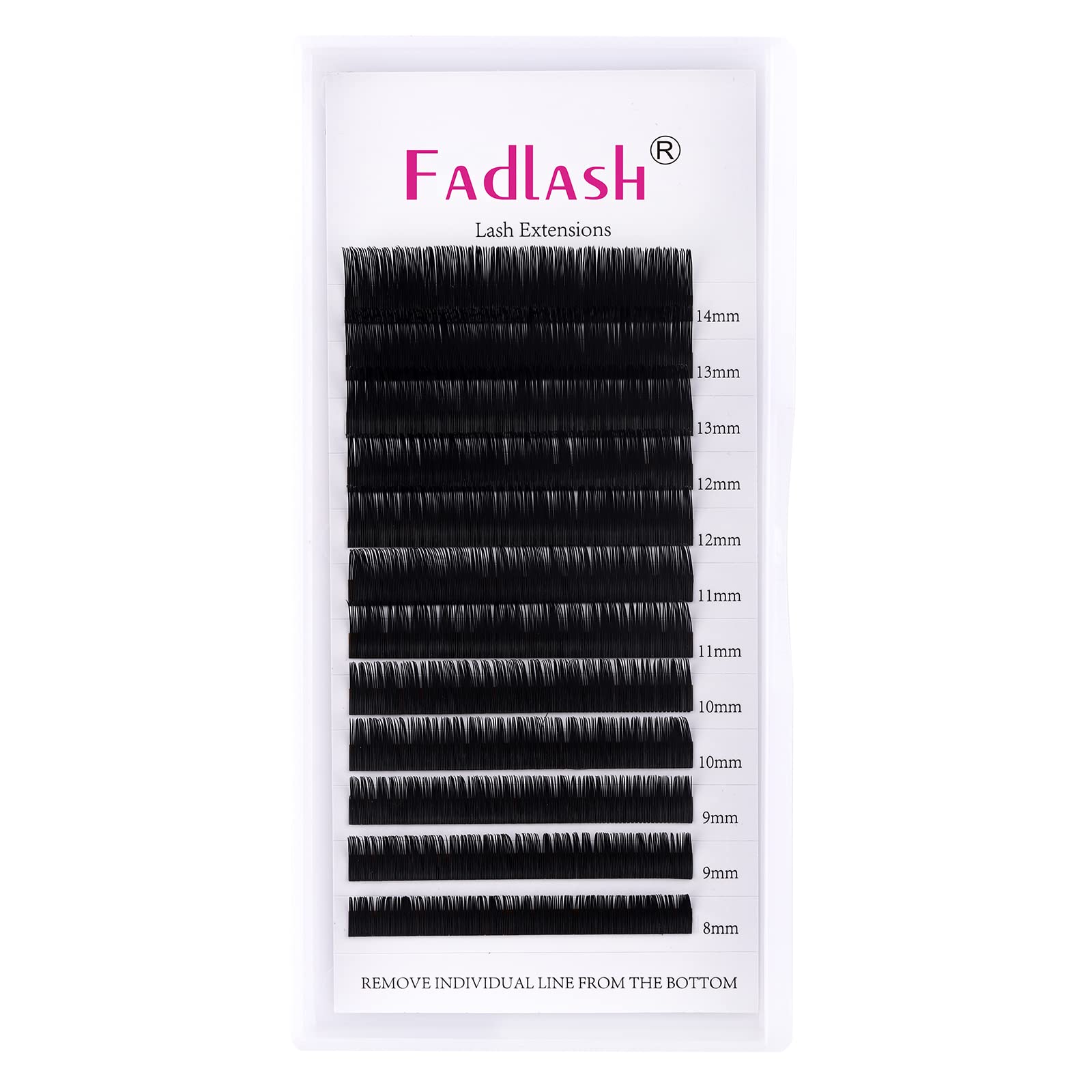 Fadlash Individual Classic Eyelash Extension 0.18mm DD Curl 8-14mm Mixed Tray 1:1 Matte Black Professional Classic Individual Lashes