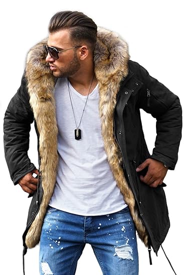 Rello & Reese Winter Parka mit Fell-Imitat Jacke Mantel E-7250
