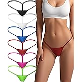 sosusu Cotton Underwear G-string Thong for Women Micro Sexy Ladies Panties Comfortable Stretch Low Rise 6 Pack