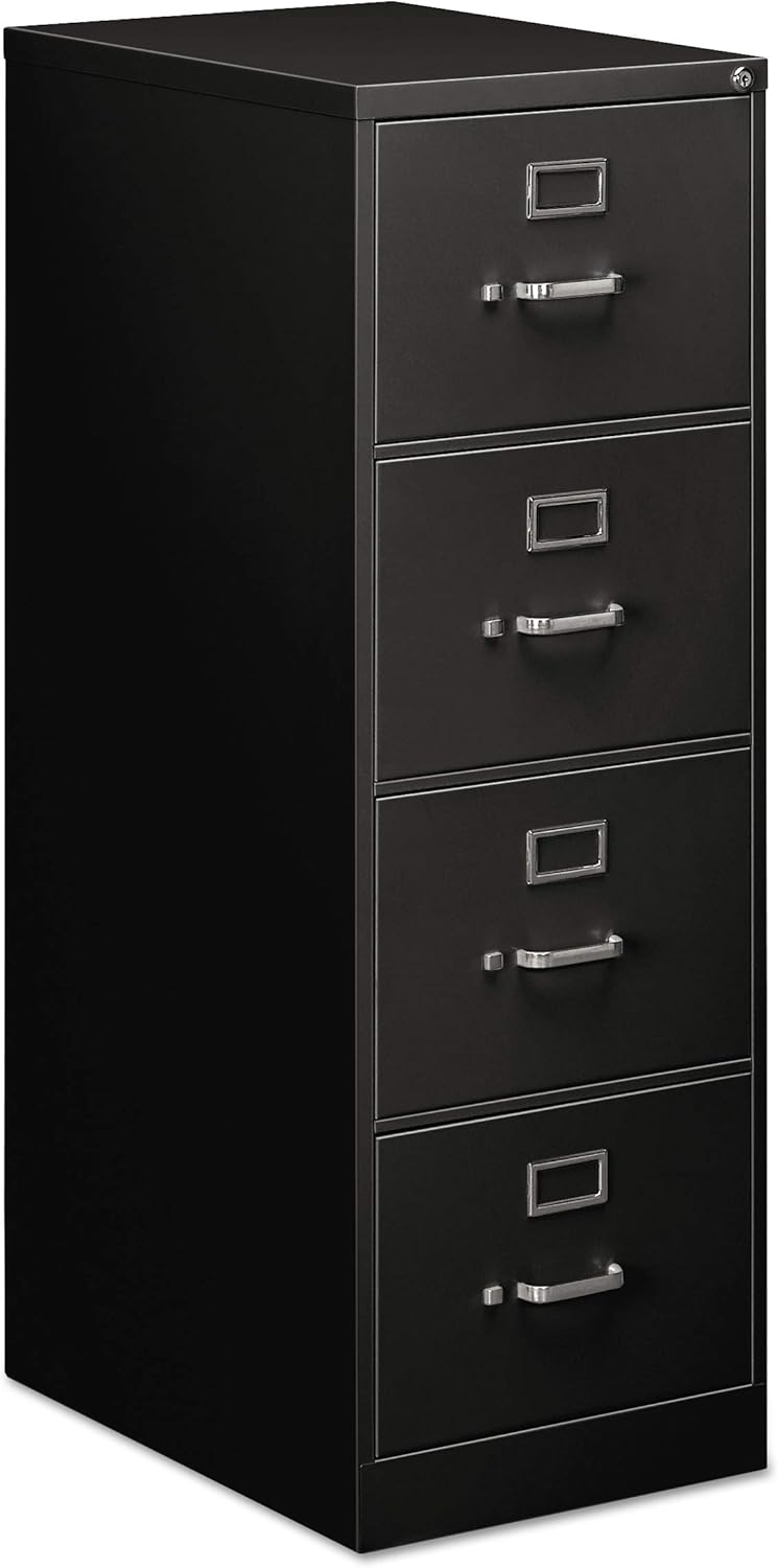 Amazon Com Oif Four Drawer Economy Vertical File Cabinet 18 1 4 Inch Width By 26 1 2 Inch Depth By 52 Inch Height Black Furniture Decor