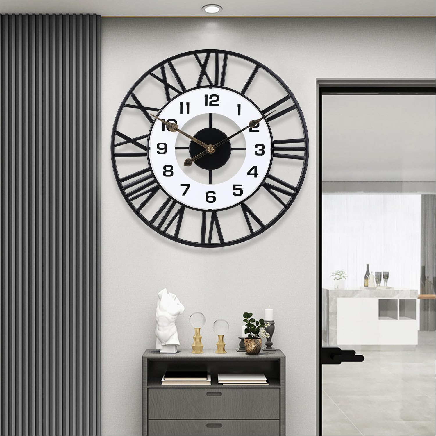Photo 1 of 16inch Metal Decorative Wall Clocks,Silent Non-Ticking Quality Quartz Battery Operated,Large Wall Clock for Living Room,Kitchen,Home,Bathroom,Bedroom Wall Decor