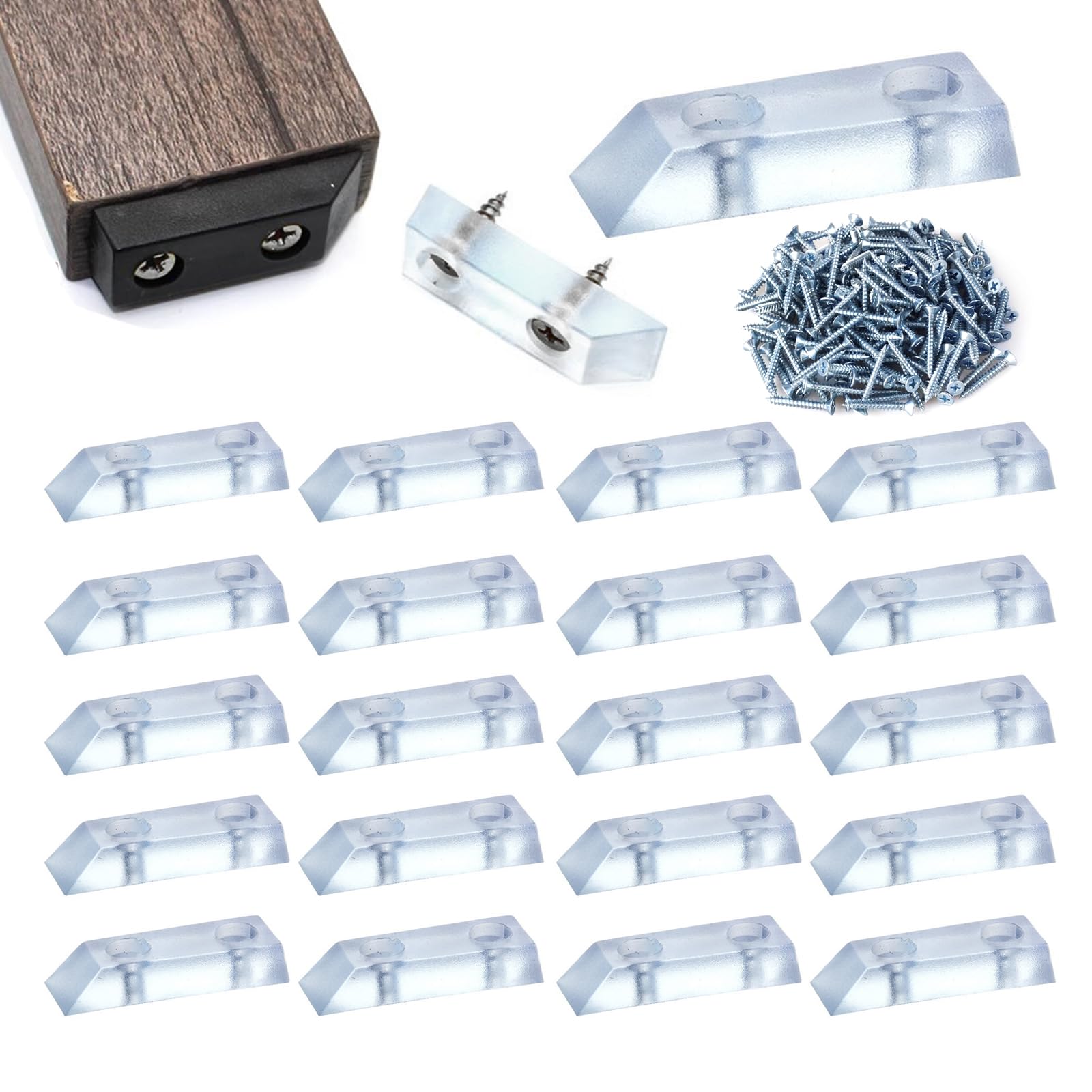 HJYZY 30 pcs Rectangular Rubber Furniture Feet Bumpers for Heightening Furniture feet, Moisture-proof, Non-slip, Sound insulation with Screws (Transparent)