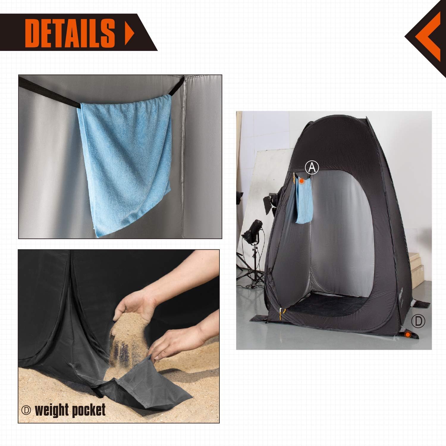 KingCamp Pop Up Dressing Changing Tent Shower Room Detachable Floor for Camping Outdoor Beach Toilet Portable with Carry Bag: Sports & Outdoors