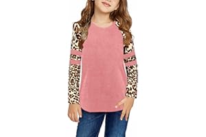 Ebifin Girls Casual Short/Long Sleeve T Shirts Kids Loose Soft Striped Color Block Tunic Tops, Tees Blouses Size 4-15 Years