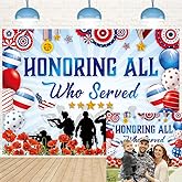 Honoring All Who Served Backdrop 7x5FT Thank You Veterans Memorial Day Decoration Photography Background Patriotic Holiday Party Photo Booth Props