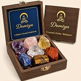 DOMIYA 7 Chakra Healing Crystals Set for Meditation &amp; Energy Alignment | Raw amethyst, rose quartz, citrine, lapis lazuli, clear quartz, tiger's eye &amp; red jasper with wooden gift box &amp; guidebook