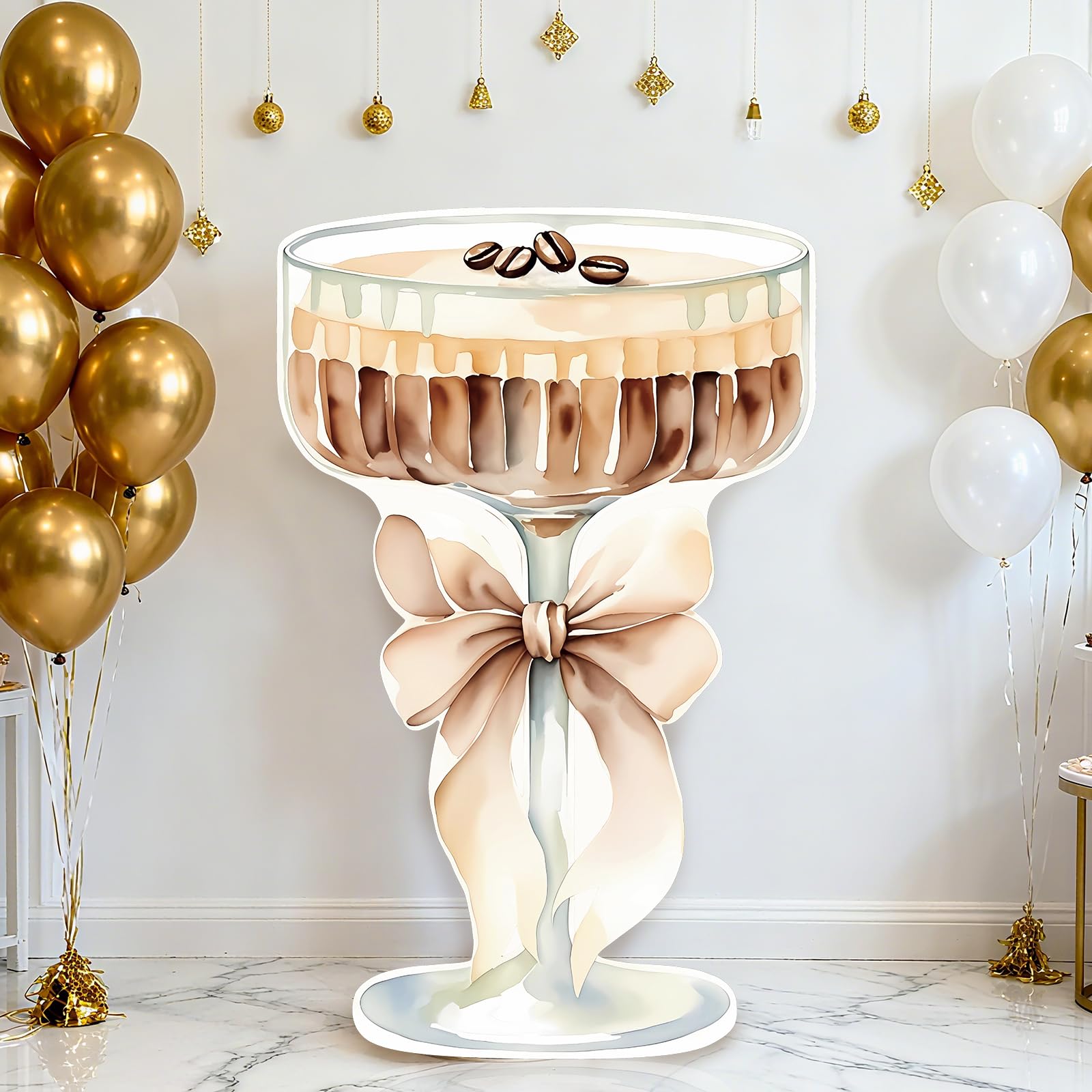 Photo 1 of LawnIdyll 4ft Large Espresso Martini Bow Cardboard A Tini Bit Older Birthday Cutout Stand Martini Coffee Backdrop Decorations for Bar Women Bachelorette Bridal Shower Party Decor