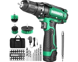 Cordless Drill/Driver Kit, 48pcs Drill w/Li-Ion Battery and Charger - 12V MAX Drill 280 In-lb Torque, 18+1 Metal Clutch, 3/8"