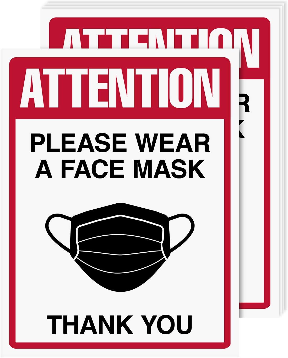 Wear A Face Mask Sign Bulk, Weather Proof, Water and Tear Resistant – Health Safety Signage for Homes, Schools, Offices, Business | 8.5 x 11 Inches | 5 Per Pack (Laminated)
