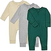 Aablexema Baby Footless Pajamas Rayon 3pcs Unisex Infant Zipper Romper with Mitten Cuffs Sleep Play PJs