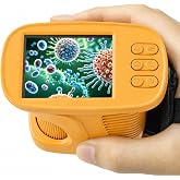 Kids Microscope,1000X HD Digital Handheld Mini Microscope 2.4" IPS Screen | Microscope for Kids, Mini Pocket Microscope for Children Birthday Gift, Science Education Fun for Boys Girls Ages 4-12 Yellow