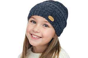 Sukeen Kids Winter Hat Chenille Knit Beanie Hat with Lined for Girls Boys Toddlers Ages 3-8 Warm Skull Caps for Ourdoor