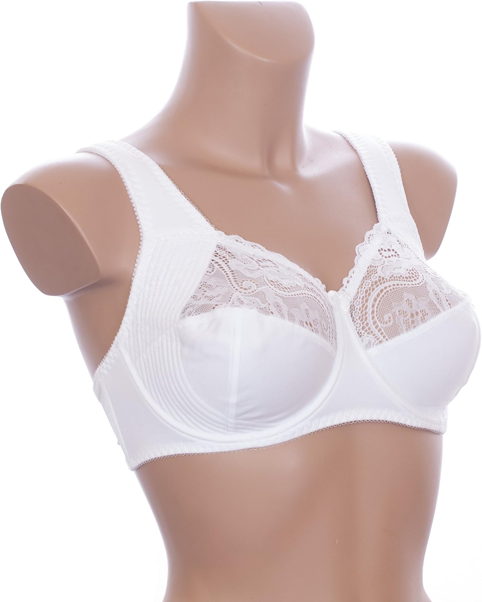 Loretta Lingerie Non-Wired, Plus Size, Full Coverage & Support Bra White N400