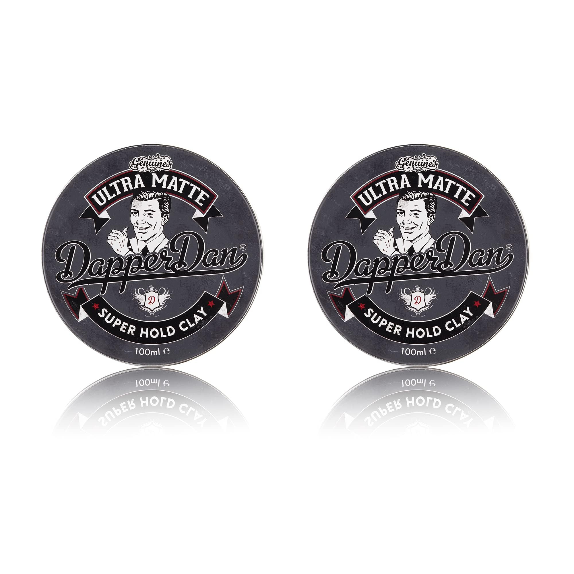 Dapper Dan Ultra Matte Hair Clay, Super Hold Hair Clay for Men, Long Lasting, Extra Strong Clay with Easy Application, Gently Fragranced, 2 x 100ml