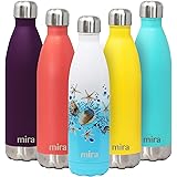 MIRA 25 Oz Insulated Metal Water Bottle - Stainless Steel Double Walled Vacuum Insulated Cola Shape Thermos Flask - 24 Hours 