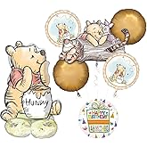 Anagram Classic Pooh Birthday Party Supplies 7pc Balloon Bouquet Decorations with Airloonz