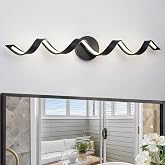 PHIXART LED Modern Bathroom Vanity Light Fixtures, 31 inch Matte Black Wall Lamp Bedroom 4000K, Spiral Design Wall Sconce for Mirror, Living Room, Bedroom, Hallway 20W