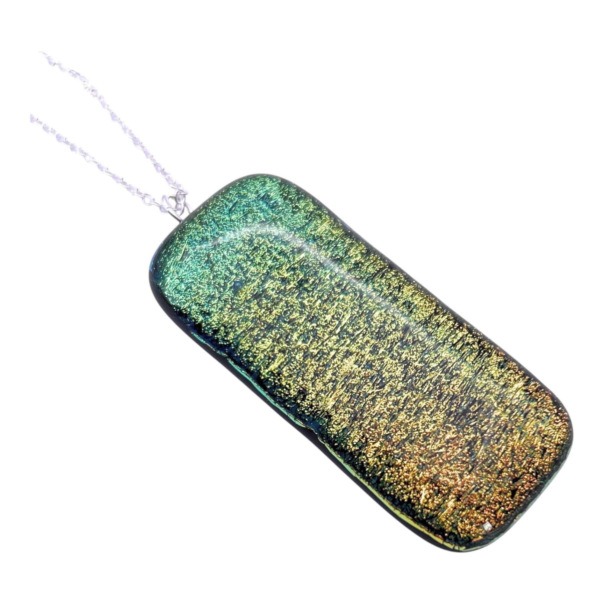 Glass Pendant, Dichroic Glass Pendant, Handmade Glass Pendant, Rainbow Pendant, Multicoloured Pendant, Handmade Dichroic Glass Pendant - Chunky 5cm x 2cm