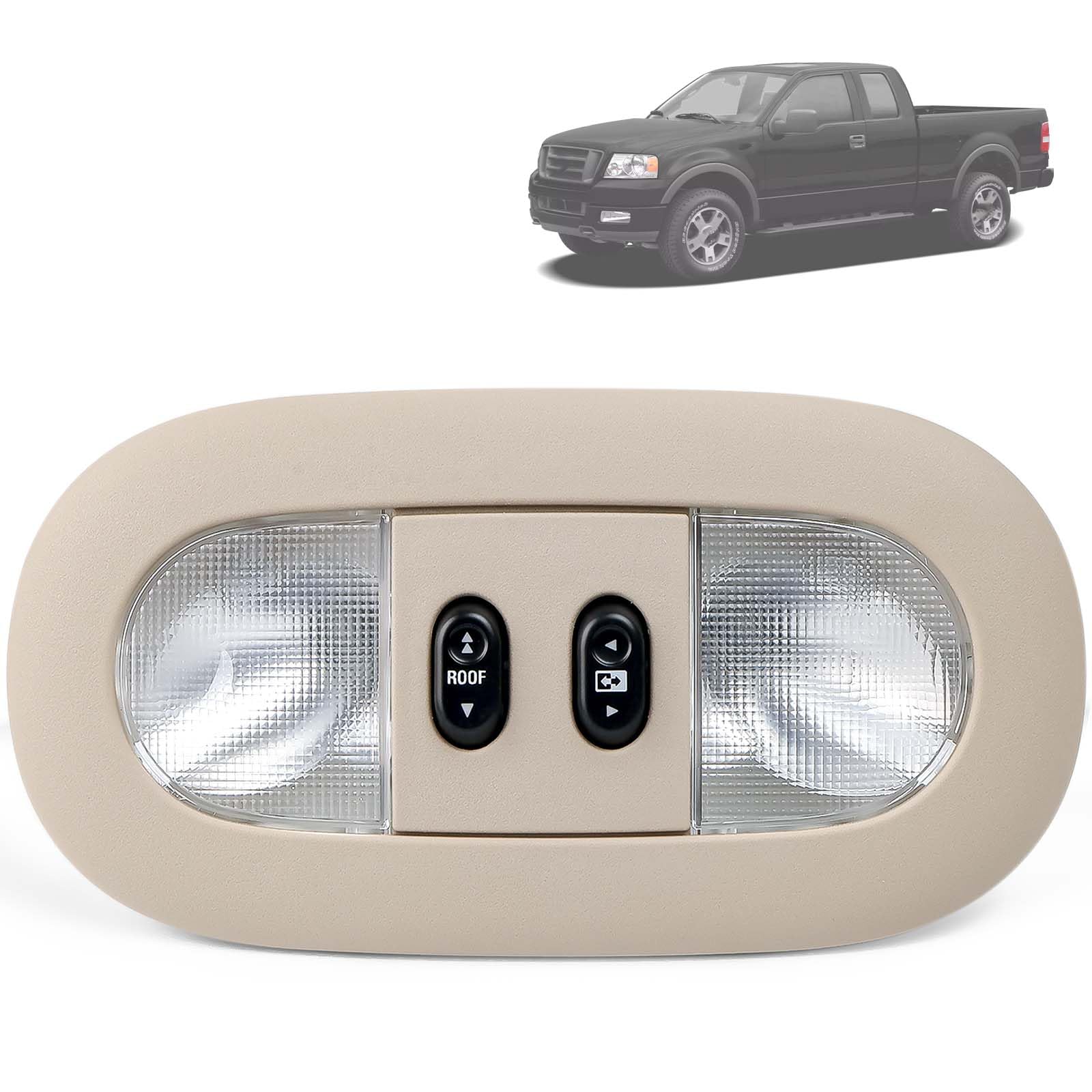 Photo 1 of Overhead Console with LED Dome Map Light & Sunroof Switch Fit for Ford F150 2004-2008 For Lincoln Mark LT 06-08 Cab Interior Ceiling Roof Reading Lamp Replace# 7L3Z-18519A70-BA 7L3Z-18519A70-BC, Beige