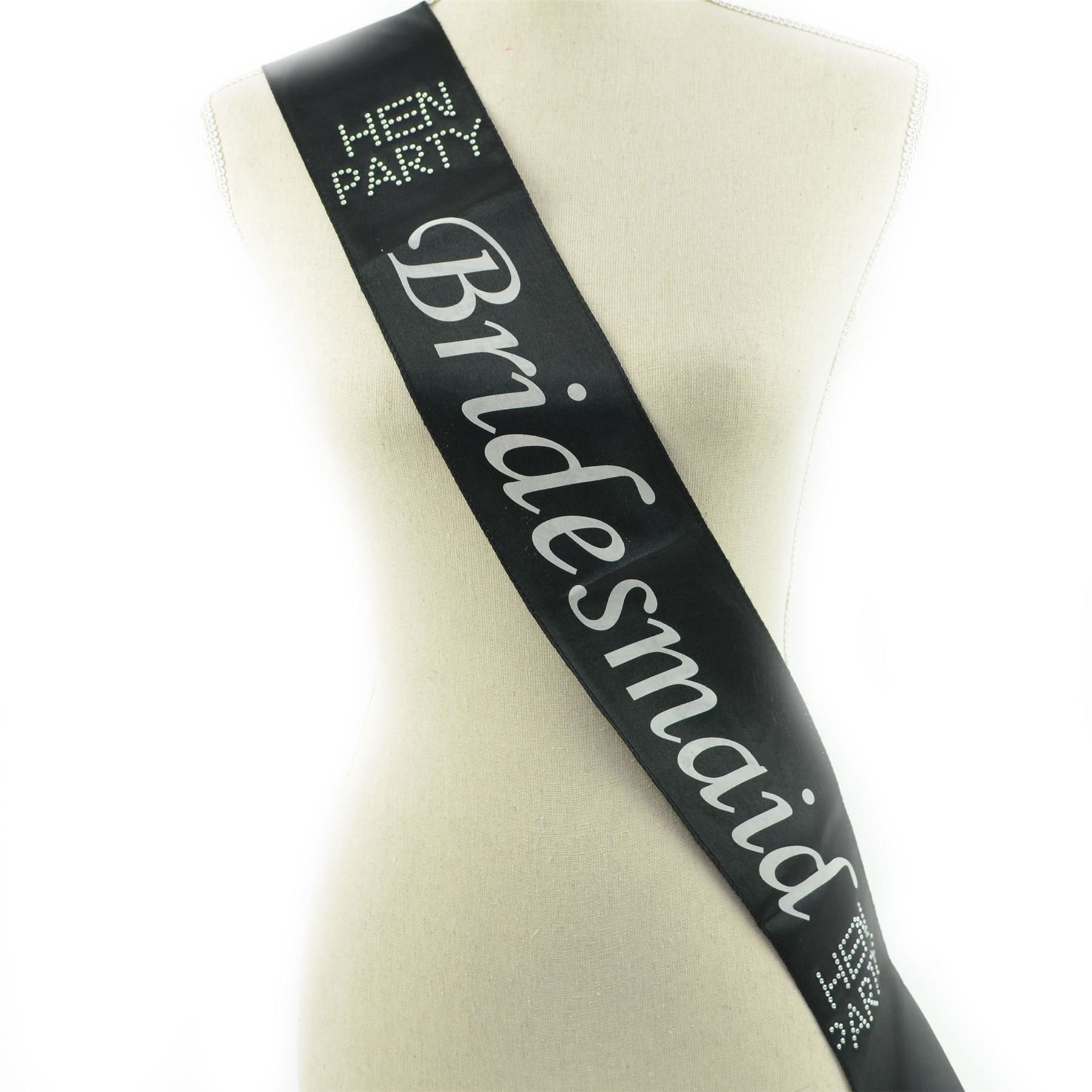 Shatchi Bridesmaid Diamante Black Sash Hen Party Night Out Bridal Shower Wedding Fancy Dress Accessory Decorations