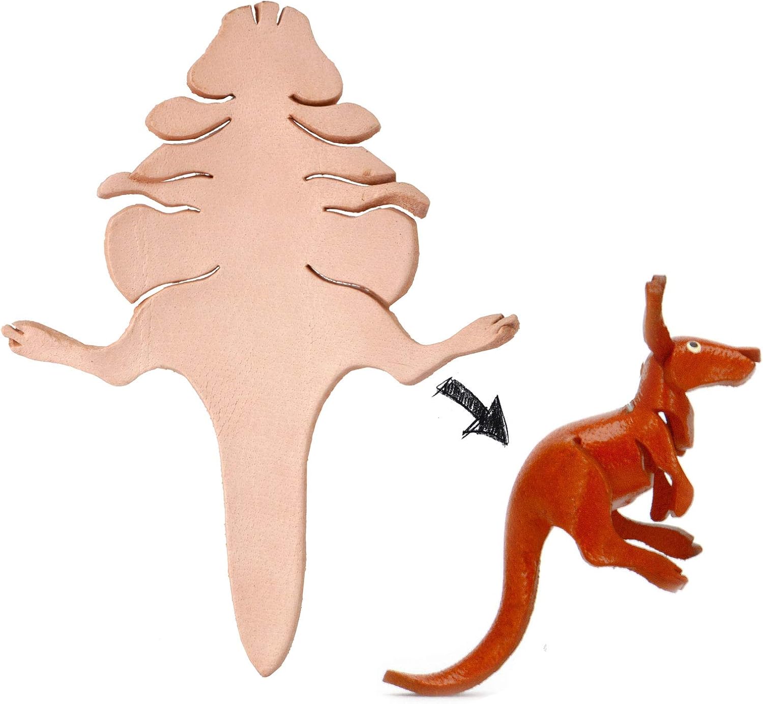 MONKIMAU Self-made Kangaroo Jack, Australia Figurine made from Leather in 3d Design