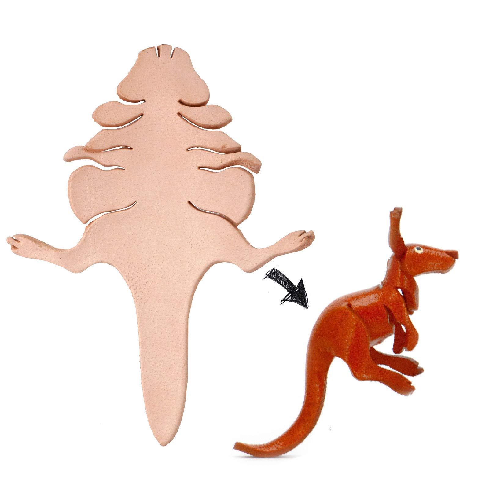 MONKIMAU Self-made Kangaroo Jack - Australia Figurine made from Leather in 3d Design, Categories DIY/Gifts/Teddy/Soft Toy in brown from Your best friend. Always with you! - 5cm small, one piece each