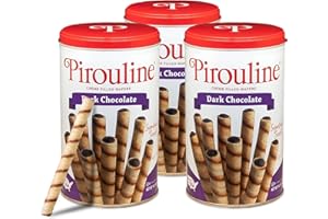 Pirouline Rolled Wafers – Dark Chocolate – Rolled Wafer Sticks, Crème Filled Wafers, Rolled Cookies for Coffee, Tea, Ice Cream, Hot or Cold drinks, Snacks, Parties, Gifts, and More – 14.1 oz Tin 3pk