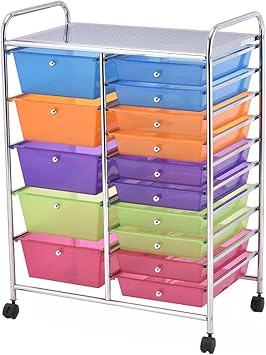 Amazon Com Rolling 15 Drawer Plastic Cart Storage Organizer
