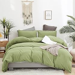 Luxlovery Sage Pom Pom Comforter Set Twin Ball Poms
