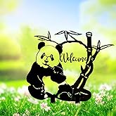 Panda Garden Decor for Outside Silhouette Statues Garden Stakes Outdoor Metal Animal Decorations Yard Art for Patio Lawn Ornaments Birthday Gift for Women Mom Men 13.78 * 11.81 inch / 35 * 30cm