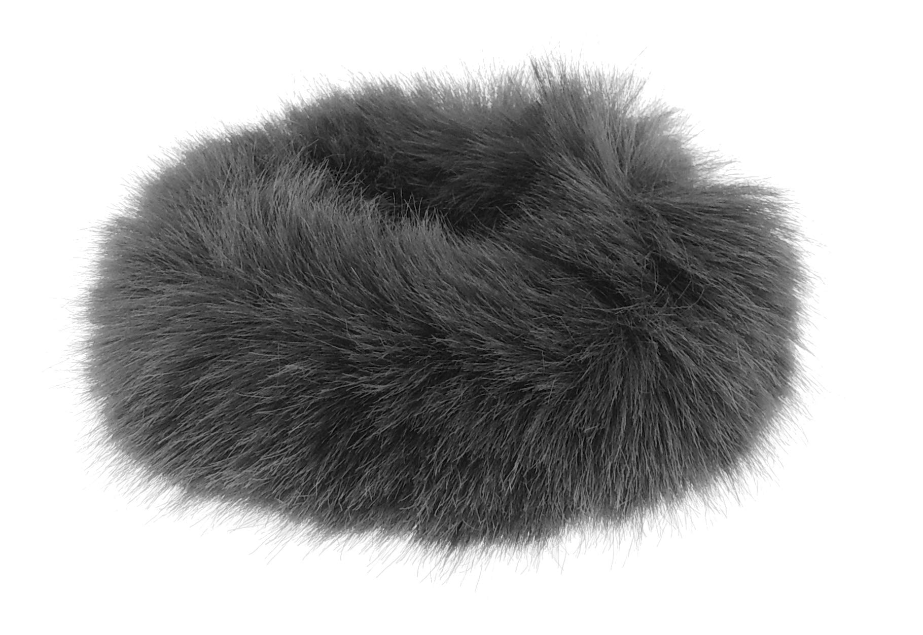 Ladies Girls Winter Faux Fur Small Hair Tie (Black)