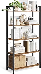 VASAGLE 5-Tier Bookshelf 30 x 80 x 153 cm Industrial Rustic Brown Black