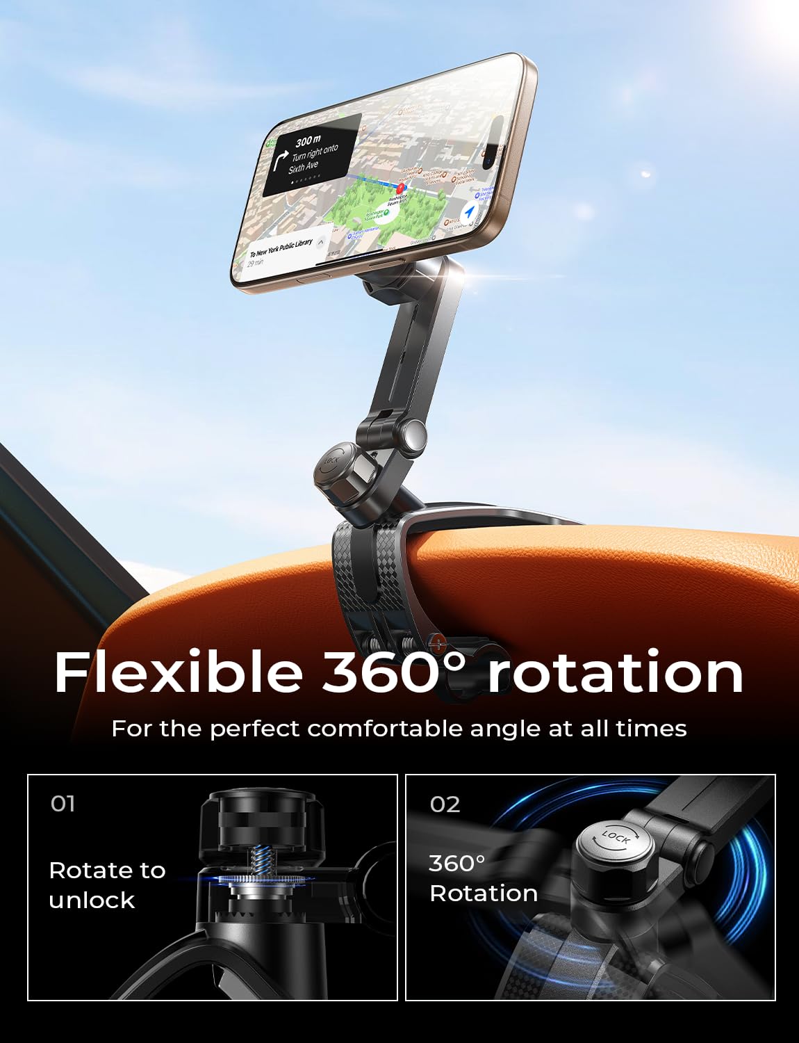 LISEN for i Phone 17 Air for Magsafe 360 Degree Car Phone Holder, Dashboard Holder, Magnetic Holders for Car Dash, Clip Cell Cars Holders for Your Rearview Mirror, for iPhone 16 Pro Max 15 14 13 12