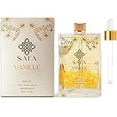 SAFA Vanillé Oil - Organic Oil for Face, Body, Hair, Nails & Aromatherapy | Vanilla Extract & Jasmine Petals - Essential Oil for Diffusers | After Shower Body Oil | Skin Moisturiser (4 Fl Oz)