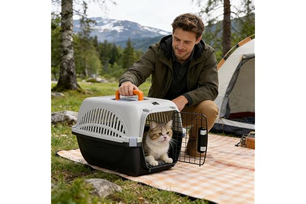 18" Hard-Sided Travel Pet Carrier for Small Dogs and Cats, Handle and 4 Sides Ventilation for Pet, Portable Crate with Steel