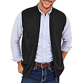 Runcati Mens Full Zip Sweater Vest Knitted Stand Collar Cardigan Golf Vest Casual Slim Fit Sleeveless Sweaters