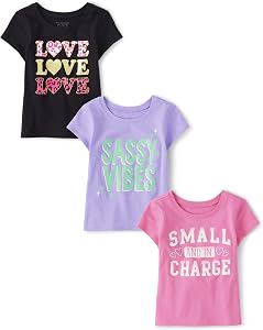 The Children's Place Baby Girls' and Toddler Unicorns,Butterflies,Trends Short Sleeve Graphic T-Shirts,3 Pack