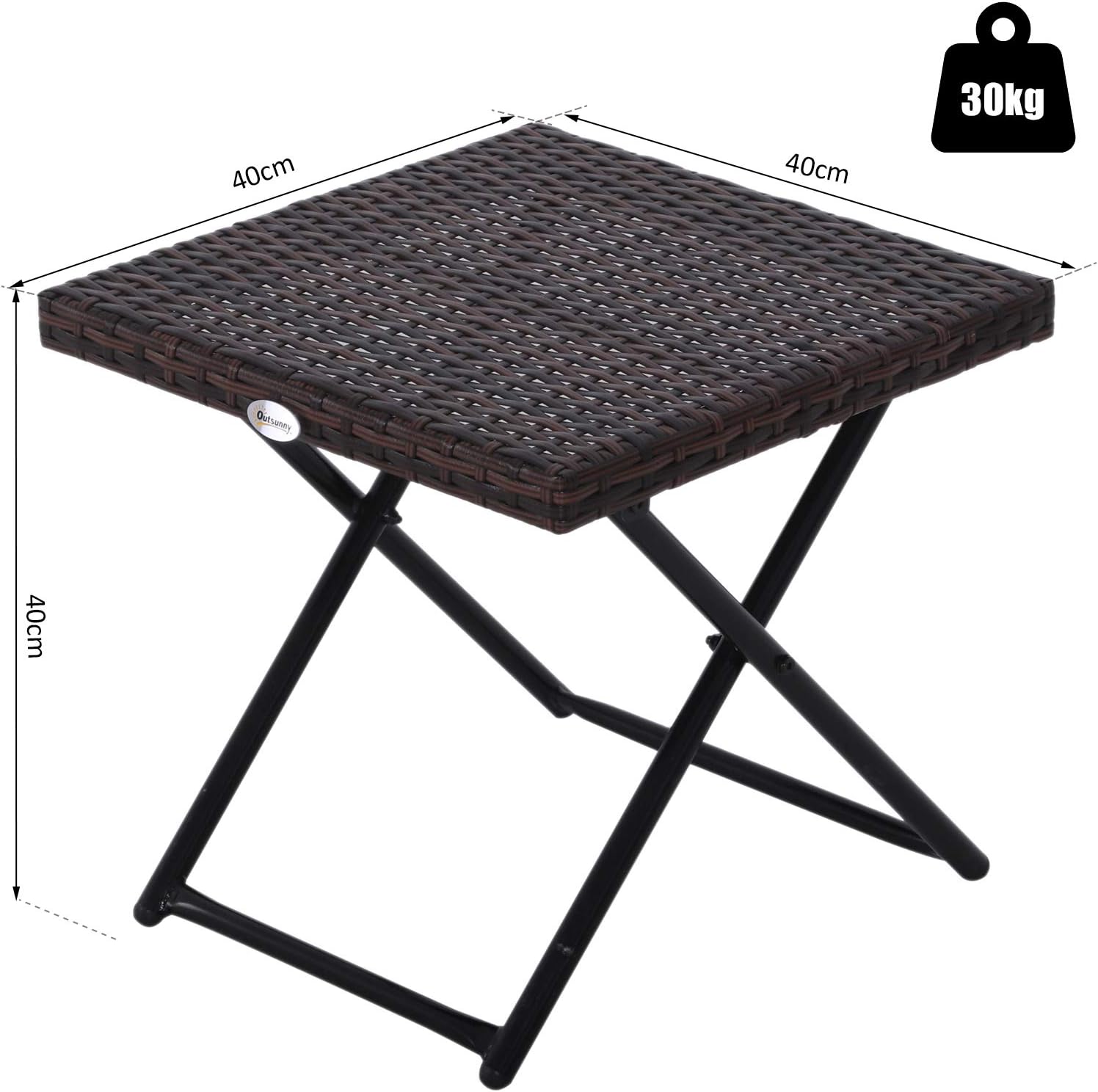 Outsunny Garden Small Folding Square Rattan Coffee Table Bistro Balcony Outdoor Wicker Weave Side Table 40h X 40l X 40wcm Brown Amazon Co Uk Garden Outdoors