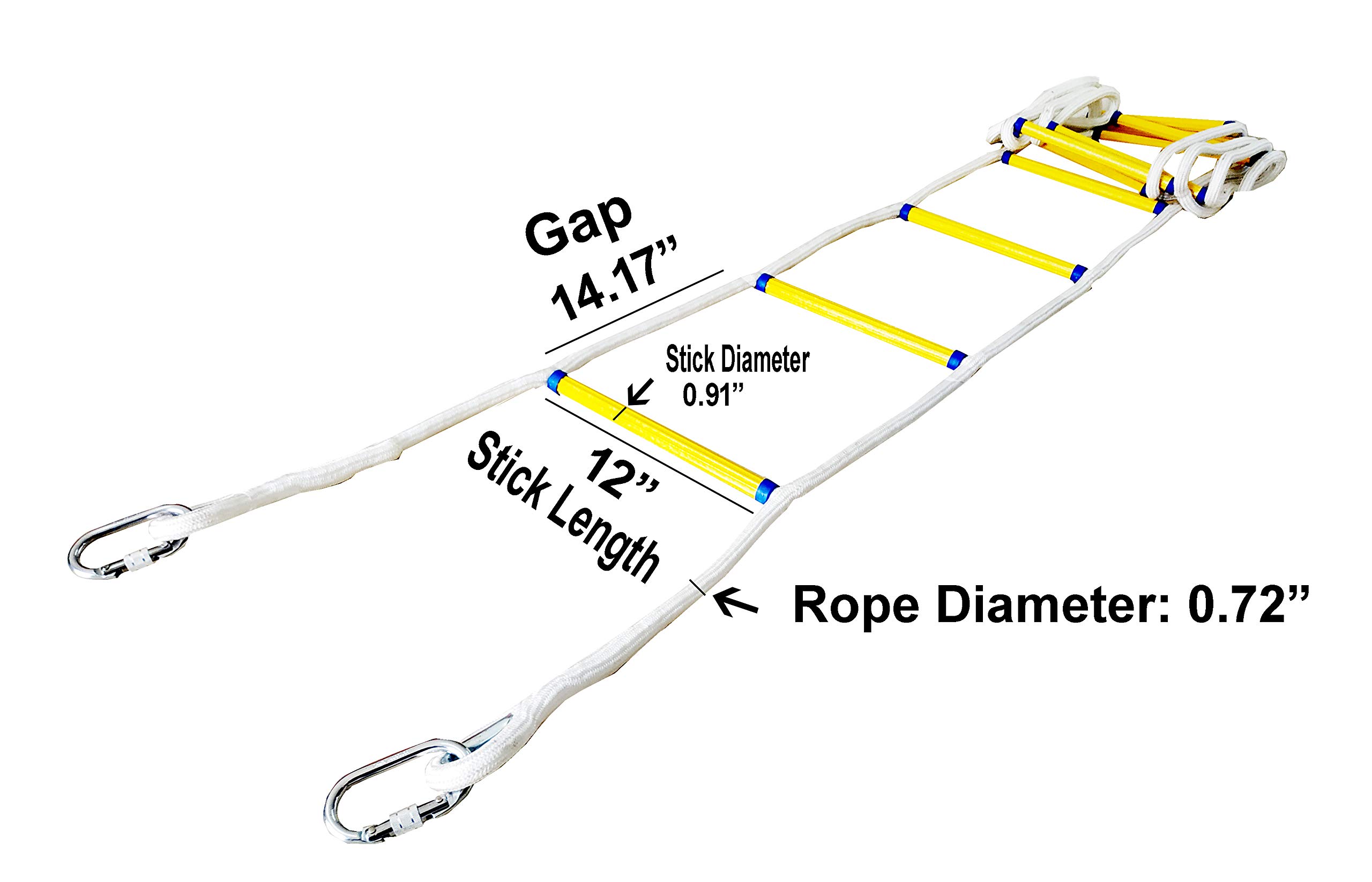 16-Foot Fire Escape Rope Ladder - 2 Story Emergency Safety Ladder Tested To 2000 Lbs