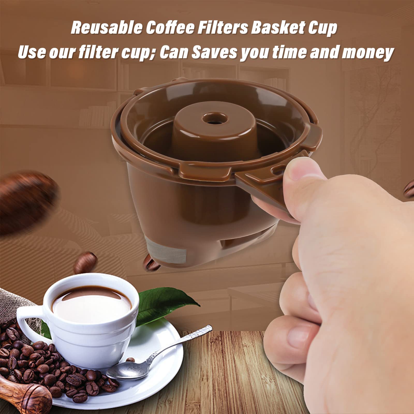 Single Serving Ground Coffee Brew Filter/Holder Basket for Hamilton beach flexbrew replacement parts 49957 49974 49976 49979 49957 49954 49947 49940 49950 49966 49968 Reusable coffee filter Brown (1)