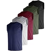 Men's 5 Pack Dry Fit Quick Dry Tech Performance Sleeveless T Shirts Mesh Workout Gym Muscle Running Tank Tops