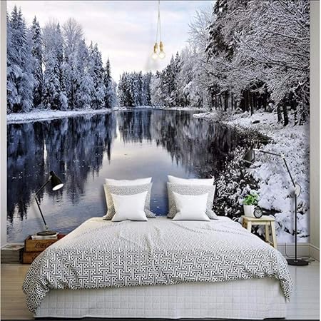 Téléchargement gratuit Images Liwenjun Papier Peint Montagne Lac Foret Neige Fond Peinture 3d dernière par