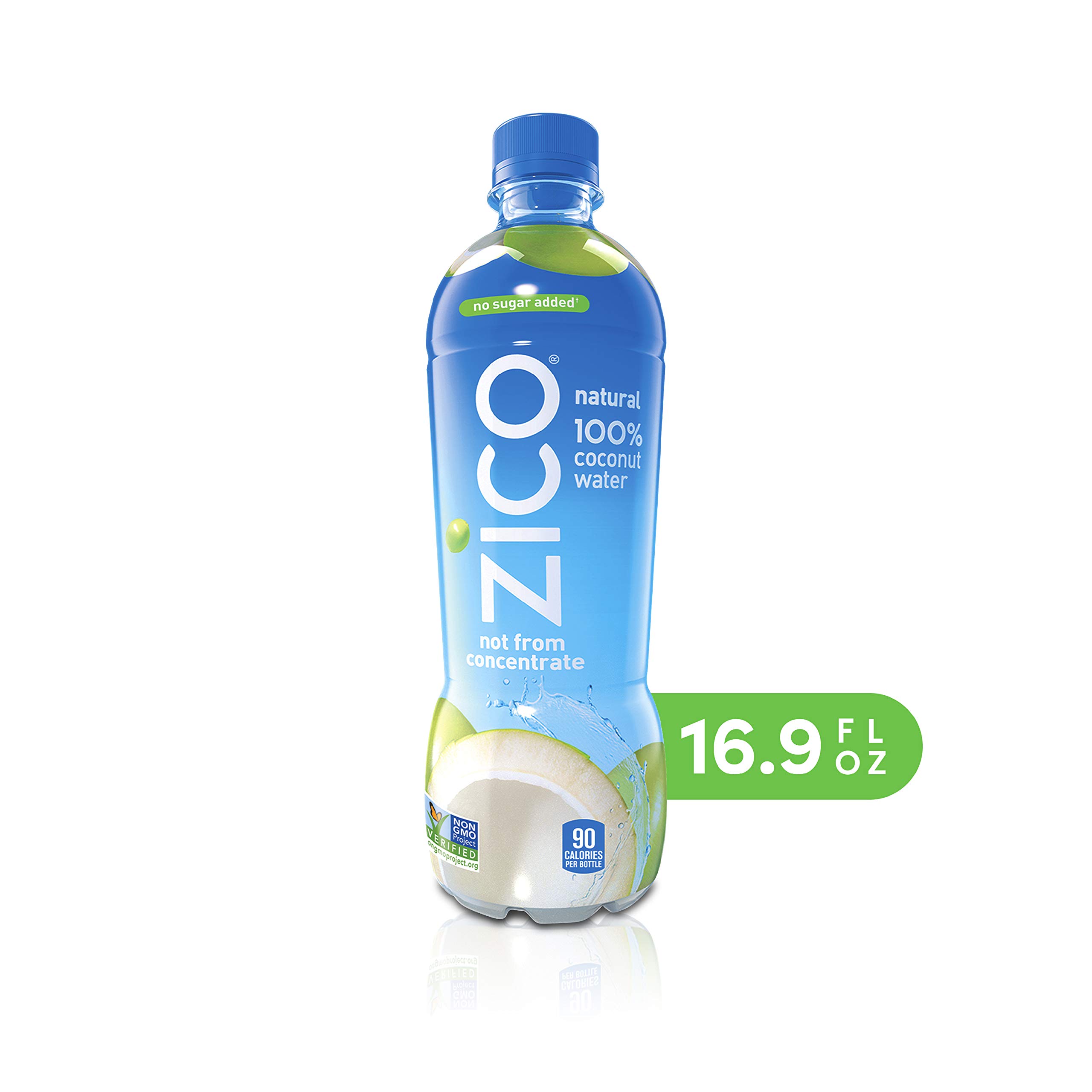 ZICO Natural 100% Coconut Water Drink, No Sugar Added Gluten Free, 16.9 fl oz, 12 Pack
